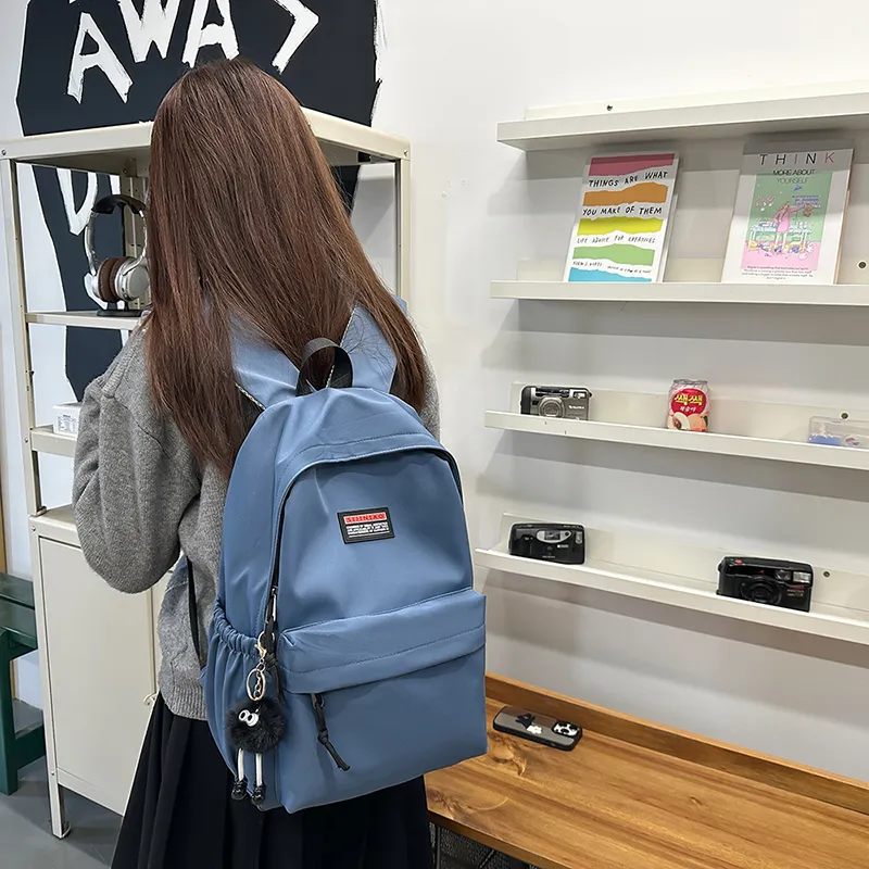 Single Warehouse Nylon Backpack Unisex Black/White/Pink/Gray/Blue/Green-14