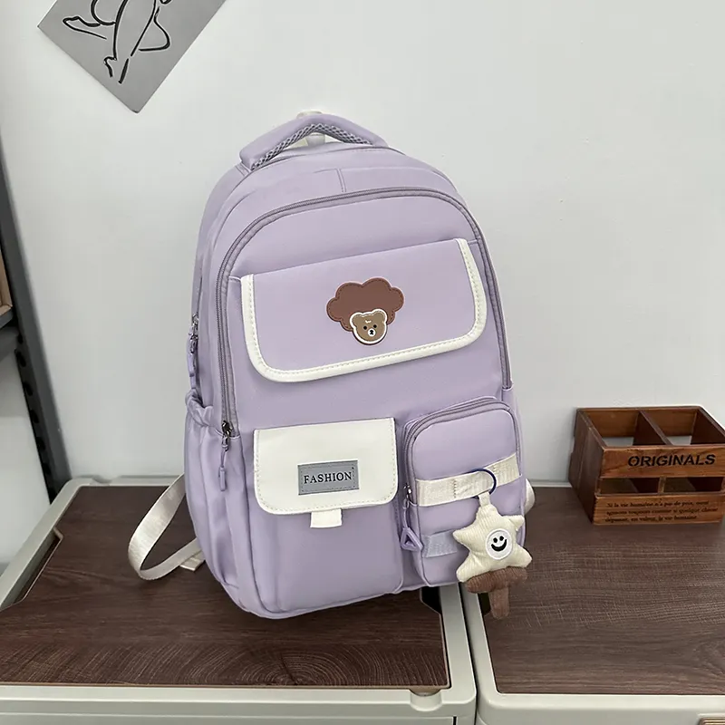 Single Warehouse Nylon Backpack Unisex Ecru/Black/Pink/Violet/Green-13