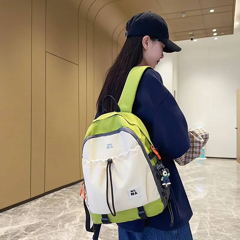 Single Warehouse Nylon Backpack Unisex Black/Fruit Green/Brown/Blue/Orange-12