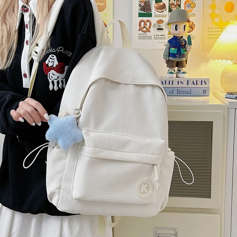 Single Warehouse Polyester Backpack Regular Unisex Blue/Pink/Green/Yellow/Black/White-24