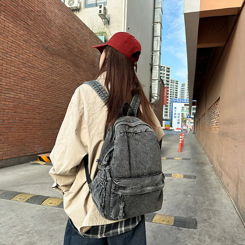 Single Warehouse Denim Backpack Unisex Dark Blue/Gray/Light Blue-15