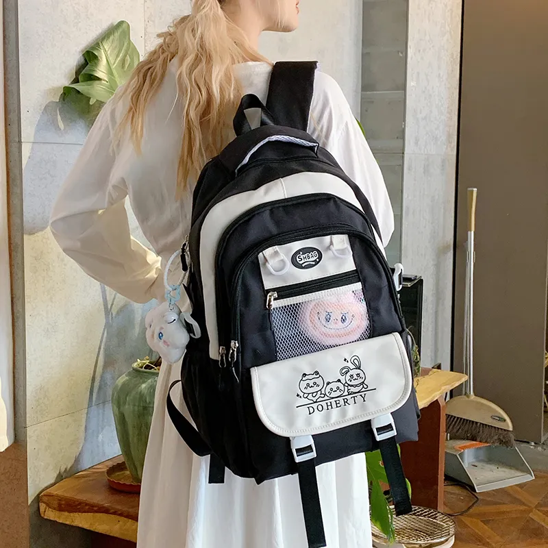 Single Warehouse Nylon Fabric Backpack Regular Women's Pink/Blue/Black/Green/Yellow-29