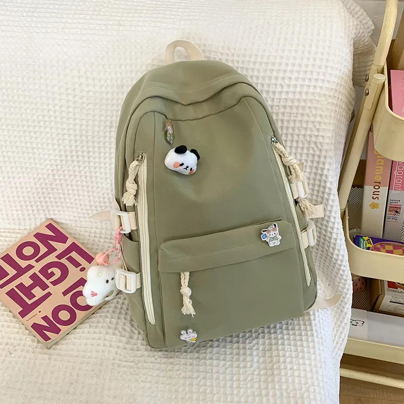 Single Warehouse Nylon Backpack Unisex White/Pink/Blue/Green/Black-19