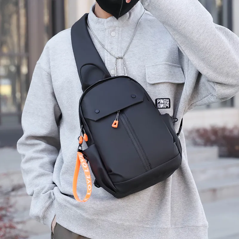 Single Warehouse Nylon Sling Bag Men's Black/Gray-3
