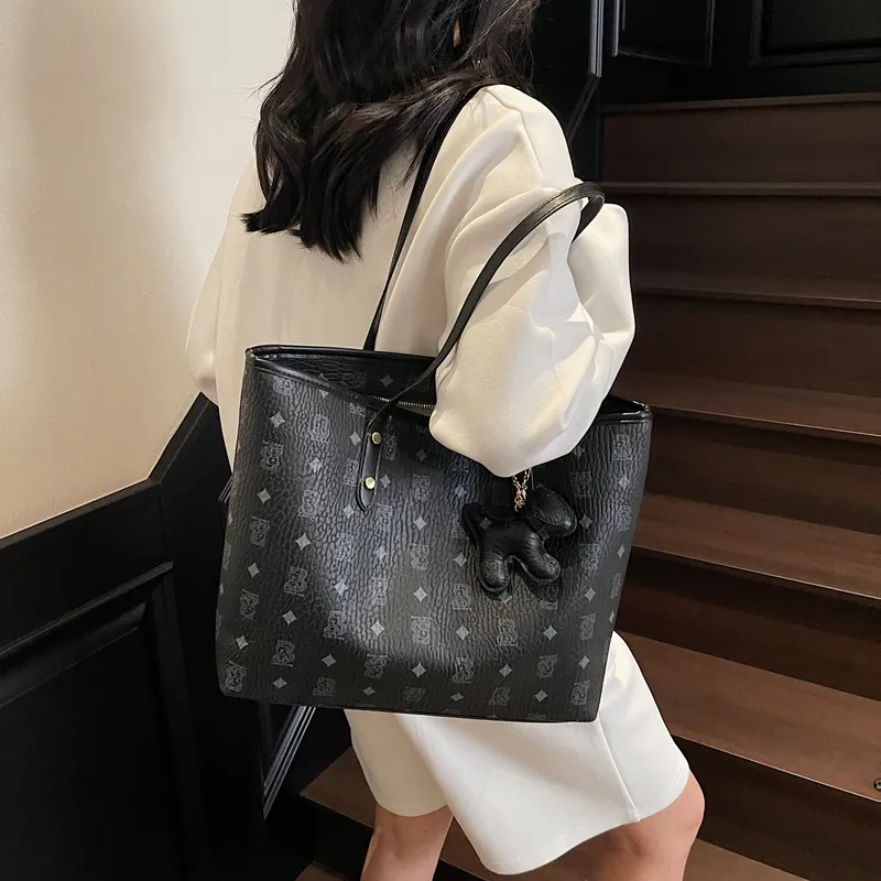Single Warehouse PU Tote Handheld Shoulder Bag Regular Women's Ecru/Pink/Brown/Coffee/Black-28