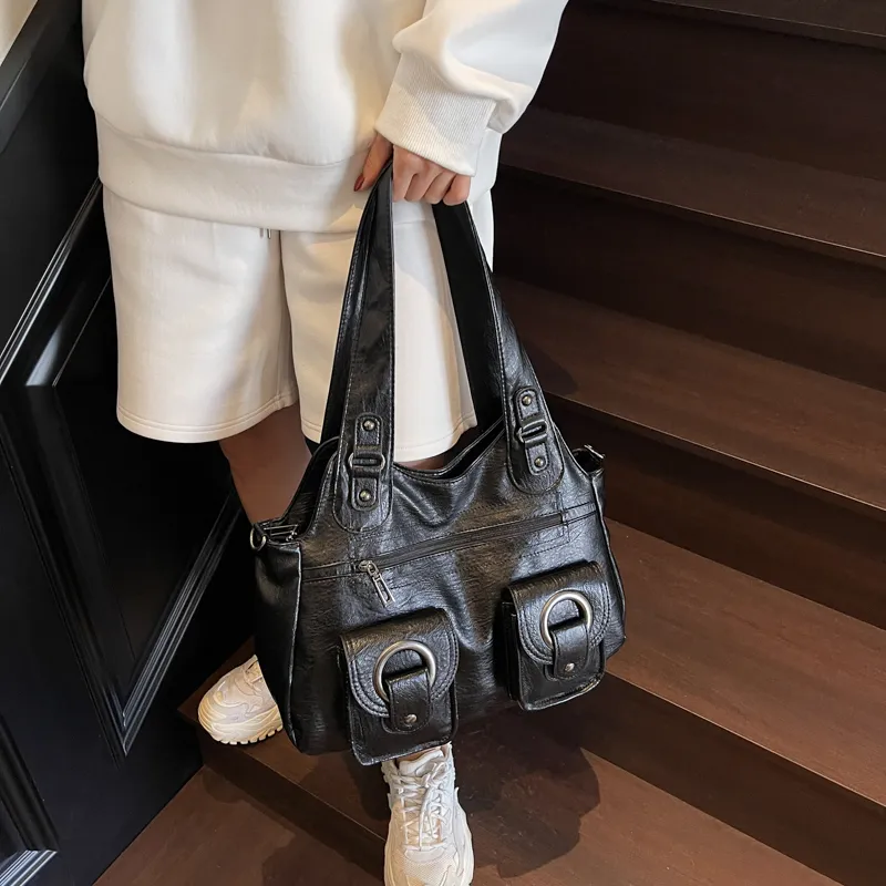 Single Warehouse PU Shoulder Bag Regular Women's Black/Ecru/Brown/Purple/Light Gray/Camel-37