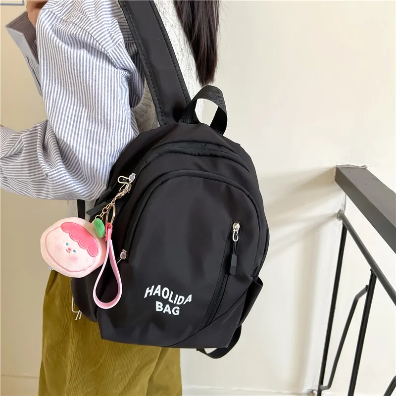 Single Warehouse Nylon Fabric Backpack Unisex Pink/Black/Gray Blue/Milky White/Red/Ecru Gray-28