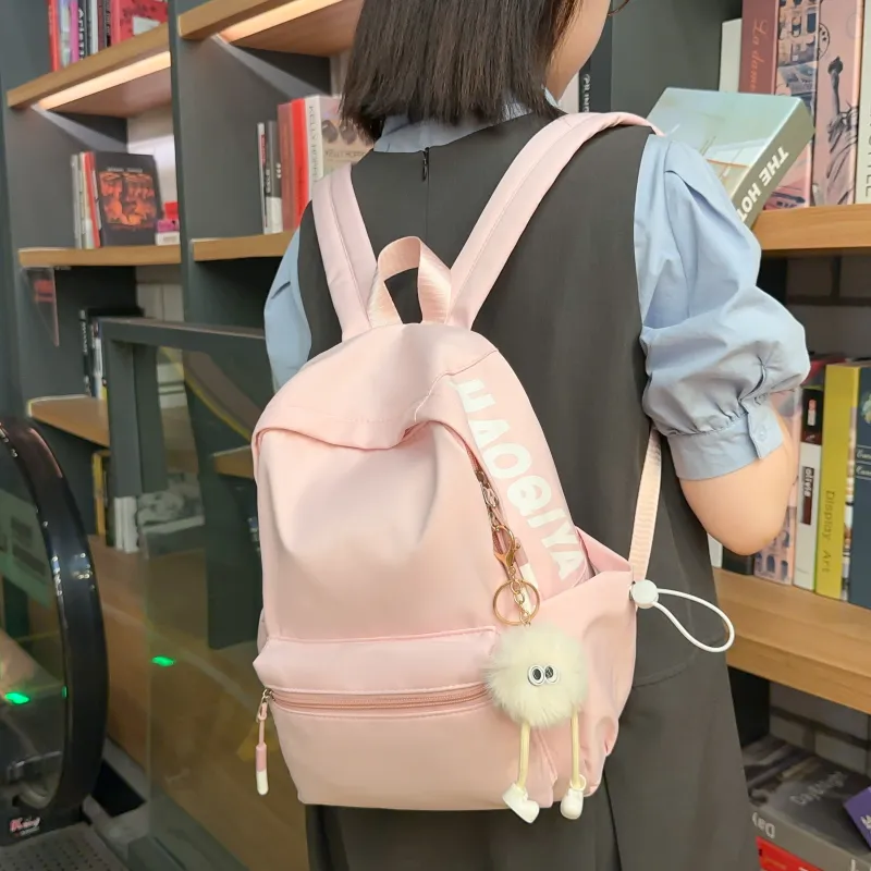Single Warehouse Nylon Backpack Large Size Unisex Green/White/Black/Yellow/Pink-15