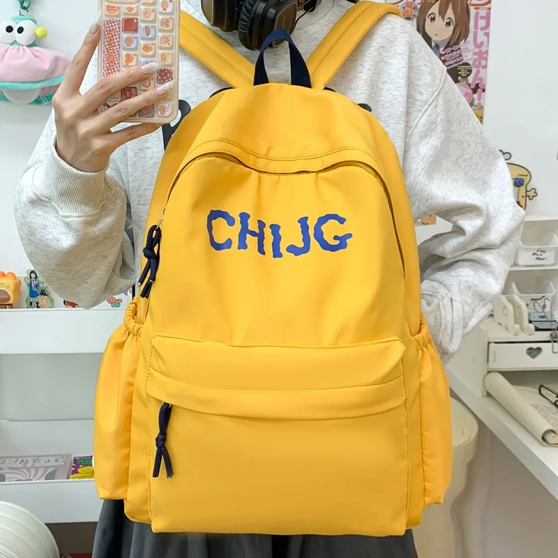 Single Warehouse Composite Cloth Backpack Unisex Yellow/Dark Blue/Black-4
