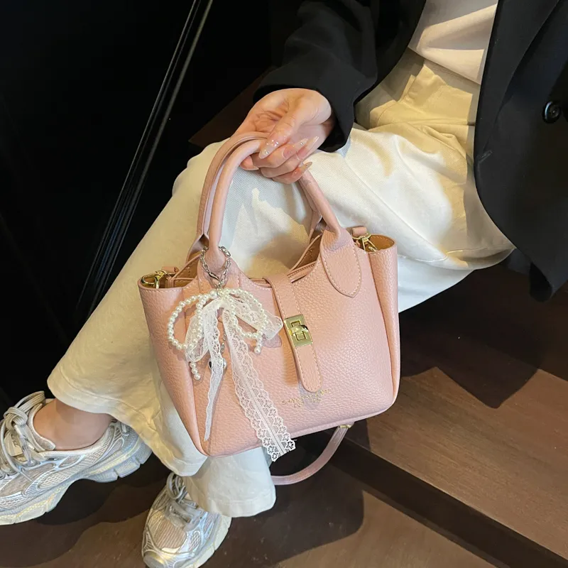 Single Warehouse PU Shoulder Bag, Crossbody Bag, Handbag Regular Women's Blue/Ecru/Pink/Black-14