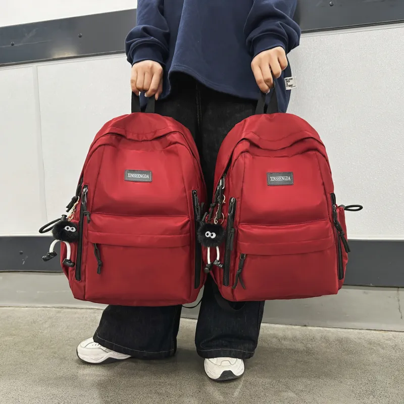 Single Warehouse Nylon Backpack Regular Unisex Black/Burgundy/Khaki/Light Green/Beige-15