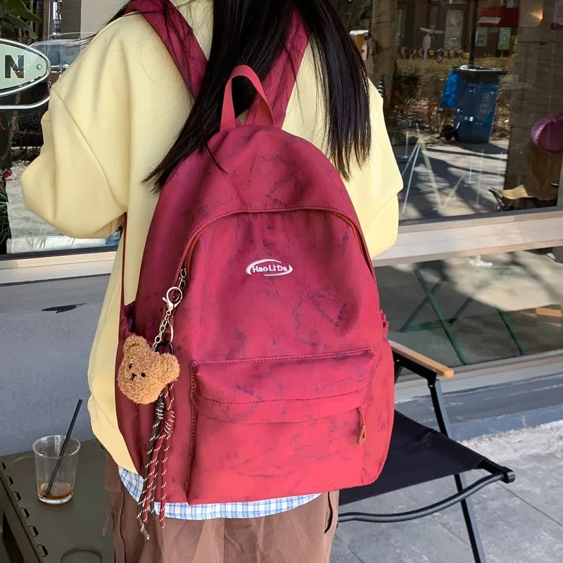 Single Warehouse Nylon Backpack Unisex White/Red/Blue/Black-8