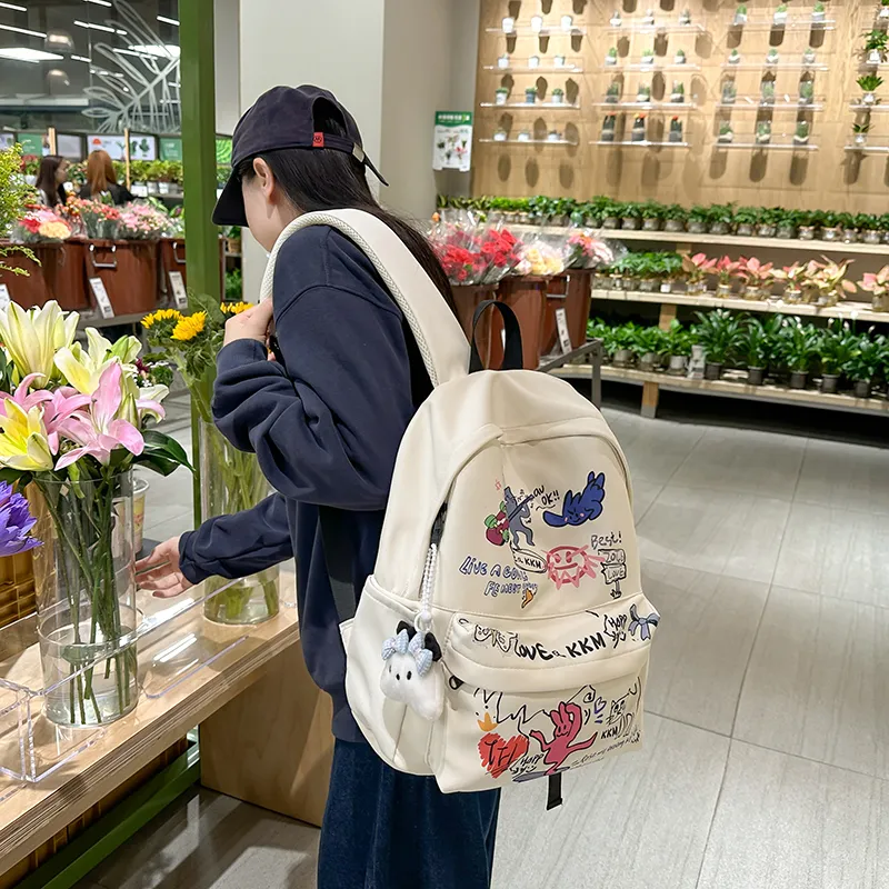 Single Warehouse Nylon Backpack Unisex Gray/Multicolor-1