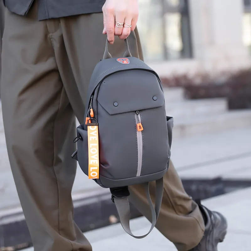 Single Warehouse Nylon Sling Bag Men's Black/Gray-9