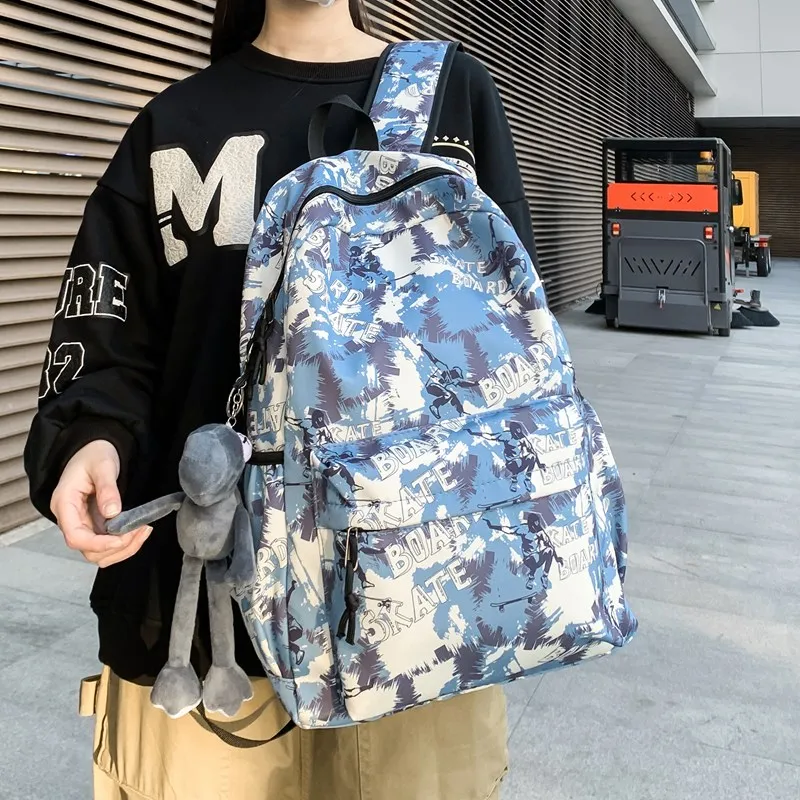 Single Warehouse Composite Cloth Backpack Regular Unisex Black/Green/Blue/Khaki-1