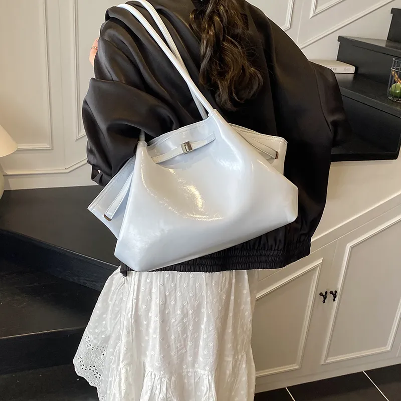 Single Warehouse PU Shoulder Bag Regular Women's Ivory/Black/Burgundy/Light Yellow/Light Blue-16