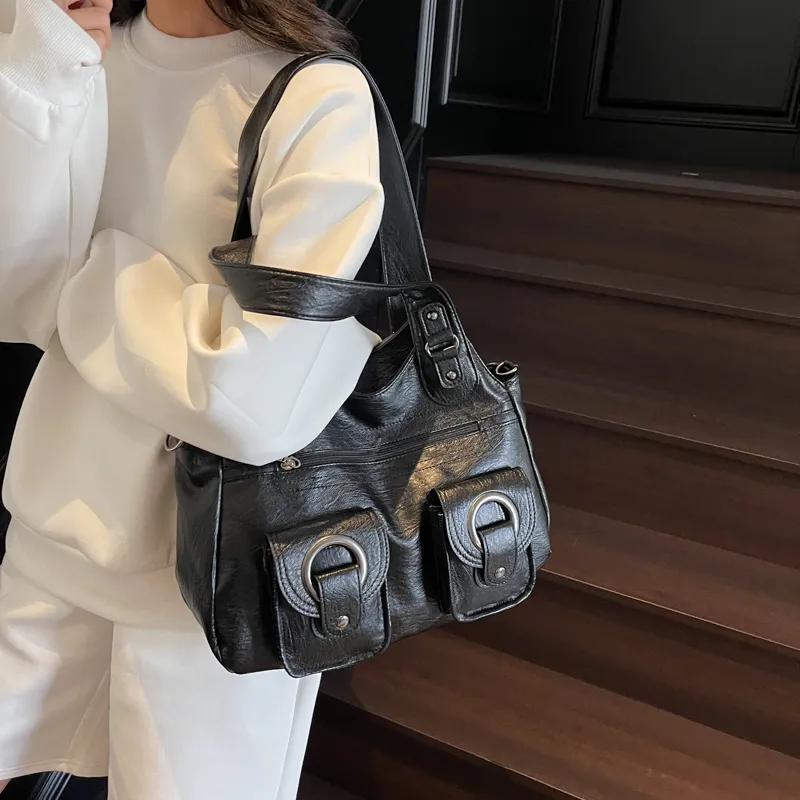 Single Warehouse PU Shoulder Bag Regular Women's Black/Ecru/Brown/Purple/Light Gray/Camel-39