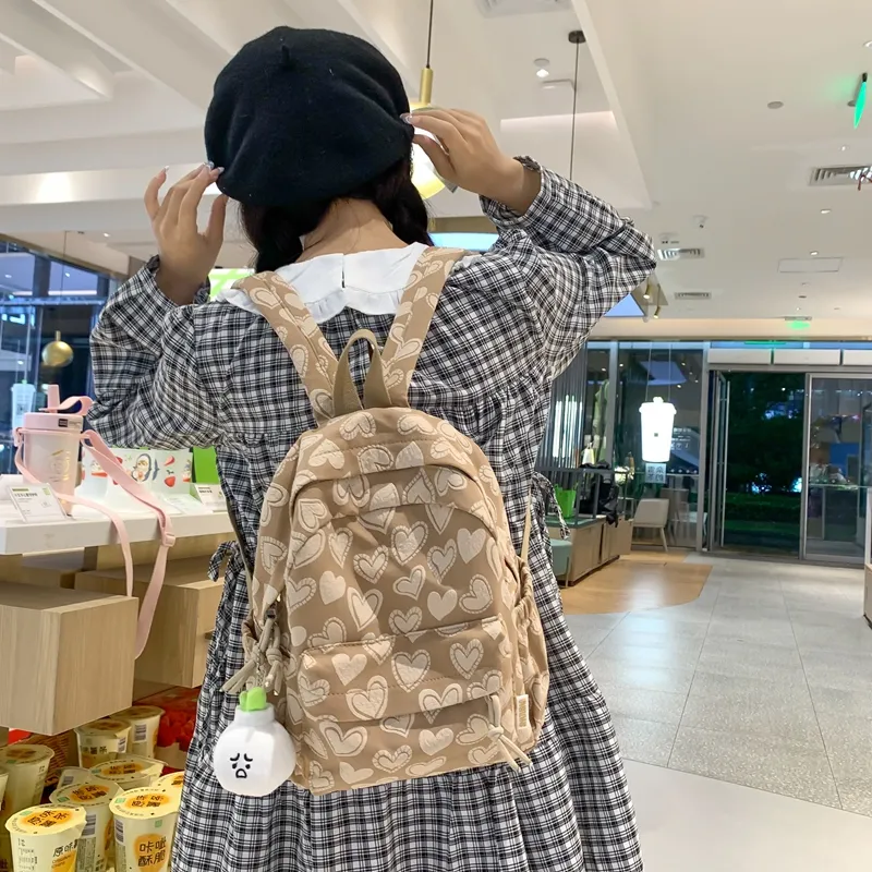 Single Warehouse Polyester Backpack Regular Women's White/Black/Pink/Khaki-20