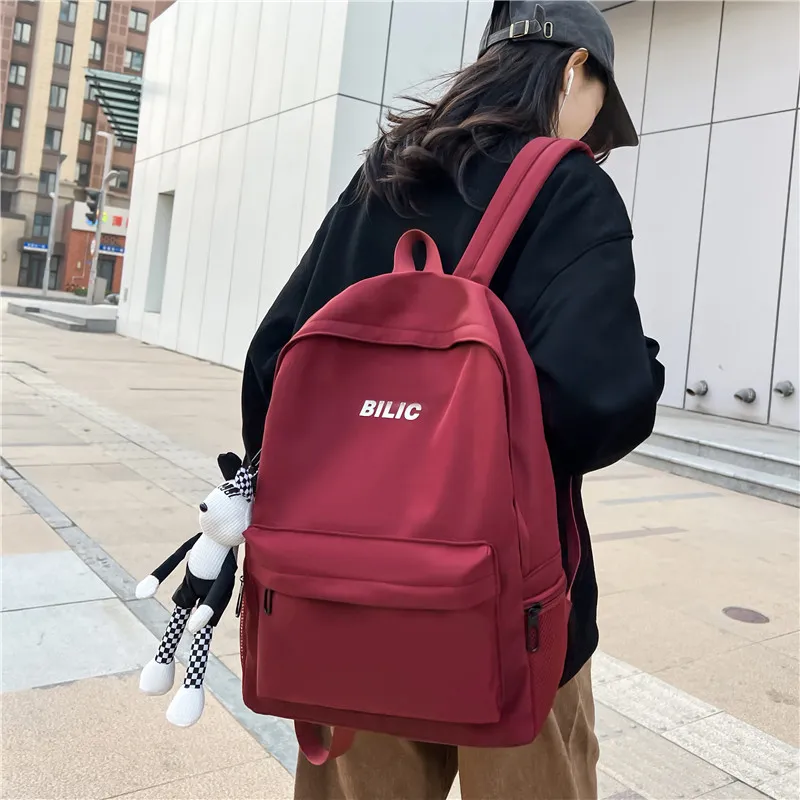 Single Warehouse Composite Cloth Backpack Regular Unisex Gray/Black/Burgundy/Ecru-5