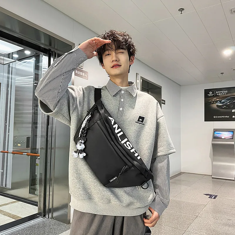 Single Warehouse Nylon Sling Bag Unisex White/Khaki/Gray/Black-16