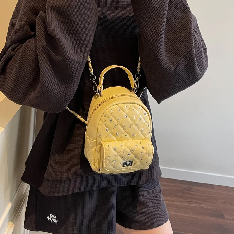 Single Warehouse PU Backpack Regular Women's Ecru/Pink/Blue/Yellow/Black/Burgundy-23