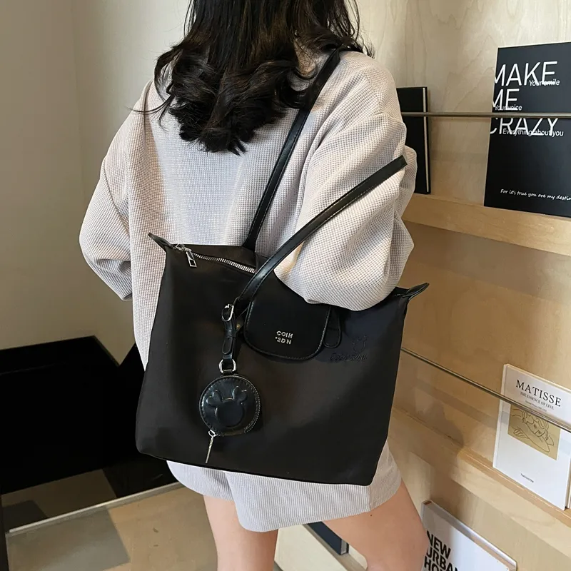 Single Warehouse Fabric Shoulder Bag Regular Women's White/Pink/Black-15