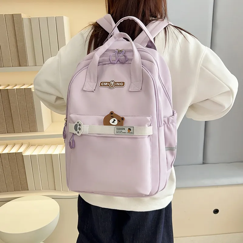Single Warehouse Nylon Student Bag Pink/Blue/Green/Purple/Black-21
