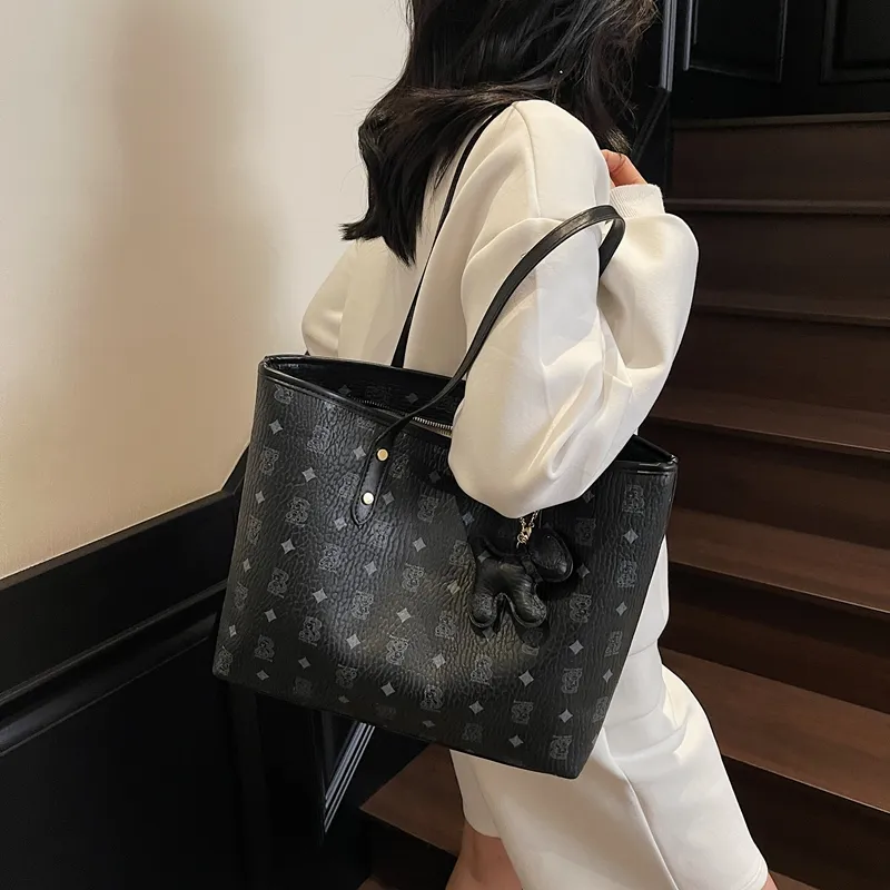 Single Warehouse PU Tote Handheld Shoulder Bag Regular Women's Ecru/Pink/Brown/Coffee/Black-29