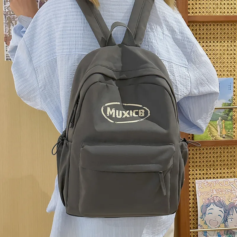 Single Warehouse Nylon Backpack Regular Unisex White Gray/Green/Red-22