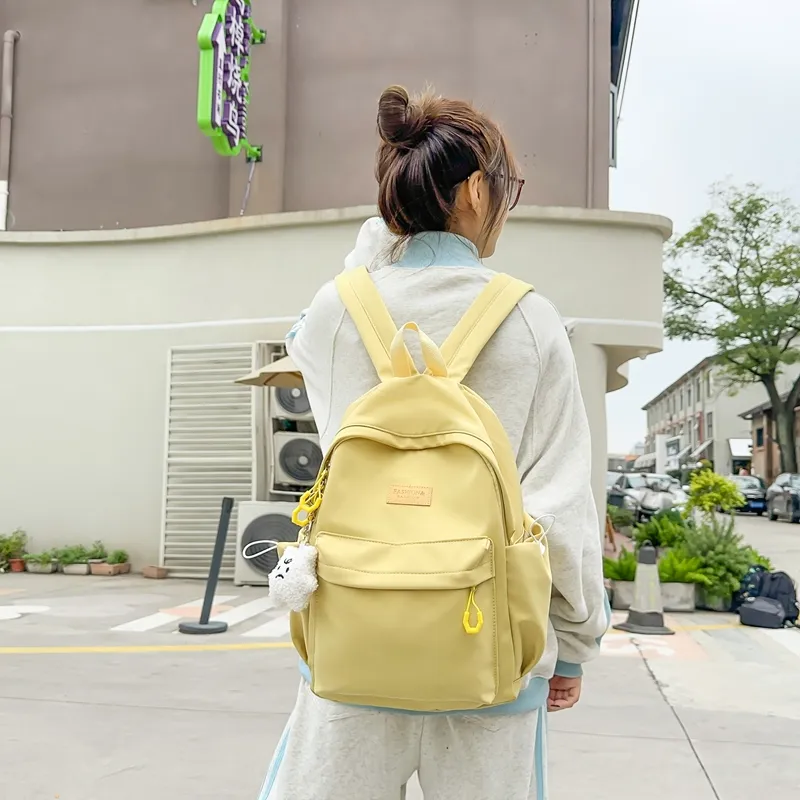 Single Warehouse Nylon Backpack Unisex White/Blue/Yellow/Black-11
