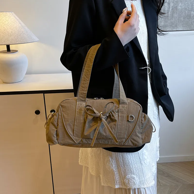 Single Warehouse Nylon Shoulder Bag Women's White/Green/Gray/Khaki/Black-14