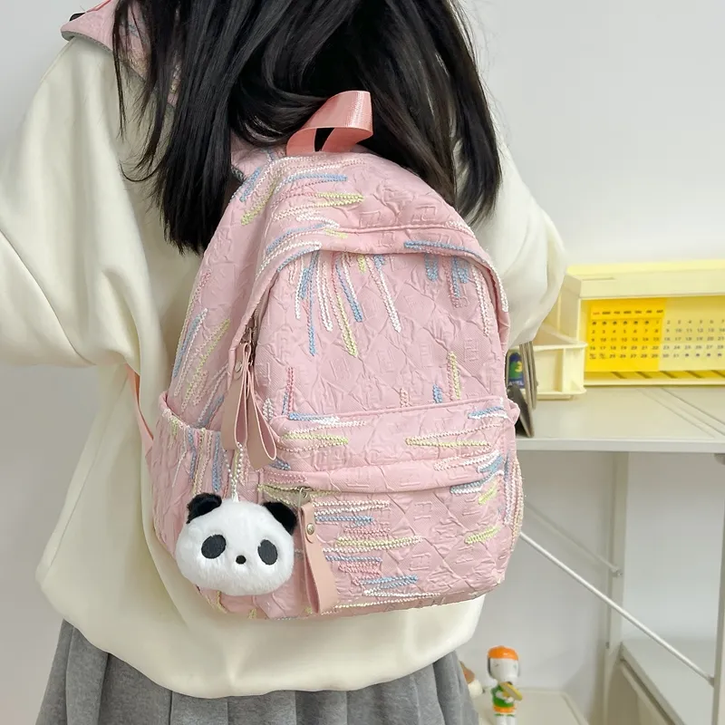 Single Warehouse Composite Cloth Backpack Regular Women's White/Black/Pink/Yellow-13