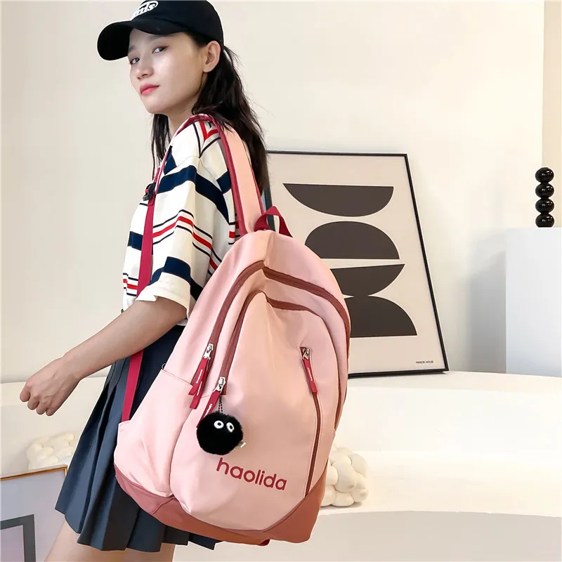 Single Warehouse Nylon Backpack Unisex White/Pink/Blue/Green/Black-7
