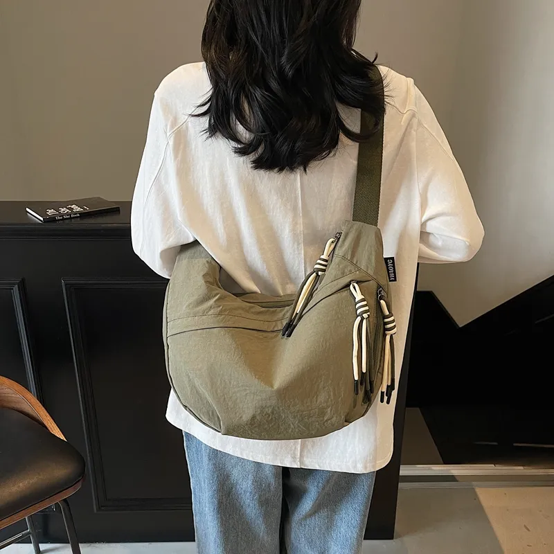 Single Warehouse Fabric Shoulder Bag Regular Unisex White/Green/Yellow/Purple/Black-17