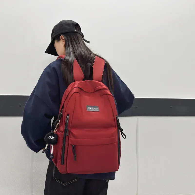 Single Warehouse Nylon Backpack Regular Unisex Black/Burgundy/Khaki/Light Green/Beige-16