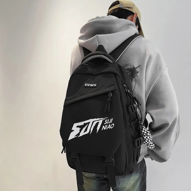 Single Warehouse Nylon Backpack Unisex White/Gray/Black/Burgundy/Khaki-12