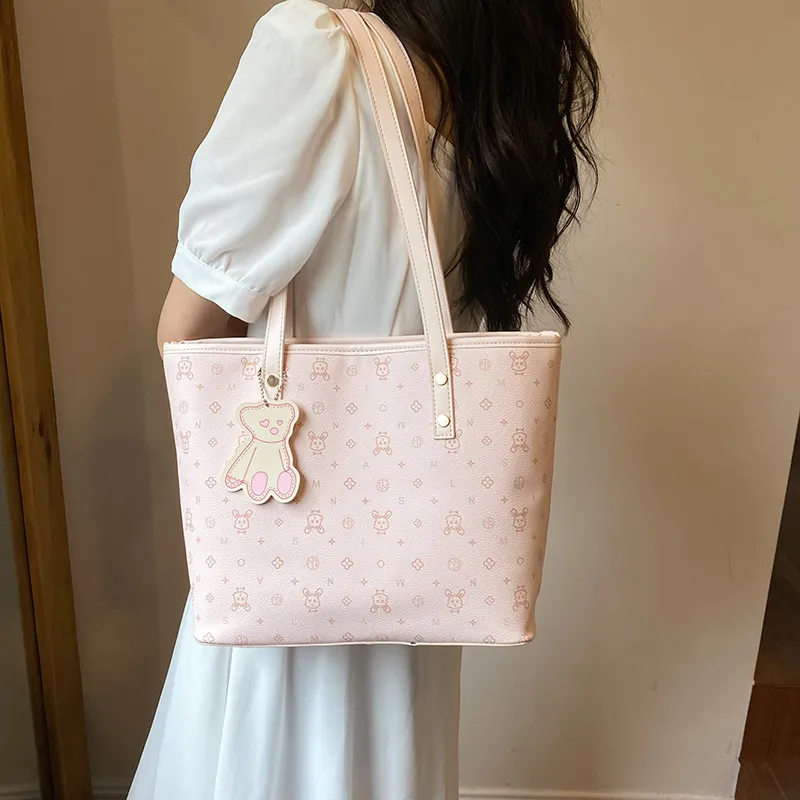 Single Warehouse PU Shoulder Bag Regular Women's White/Pink/Blue-8
