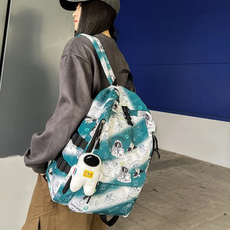 Single Warehouse Nylon Backpack Regular Unisex Blue/Green/Gray/Black-11