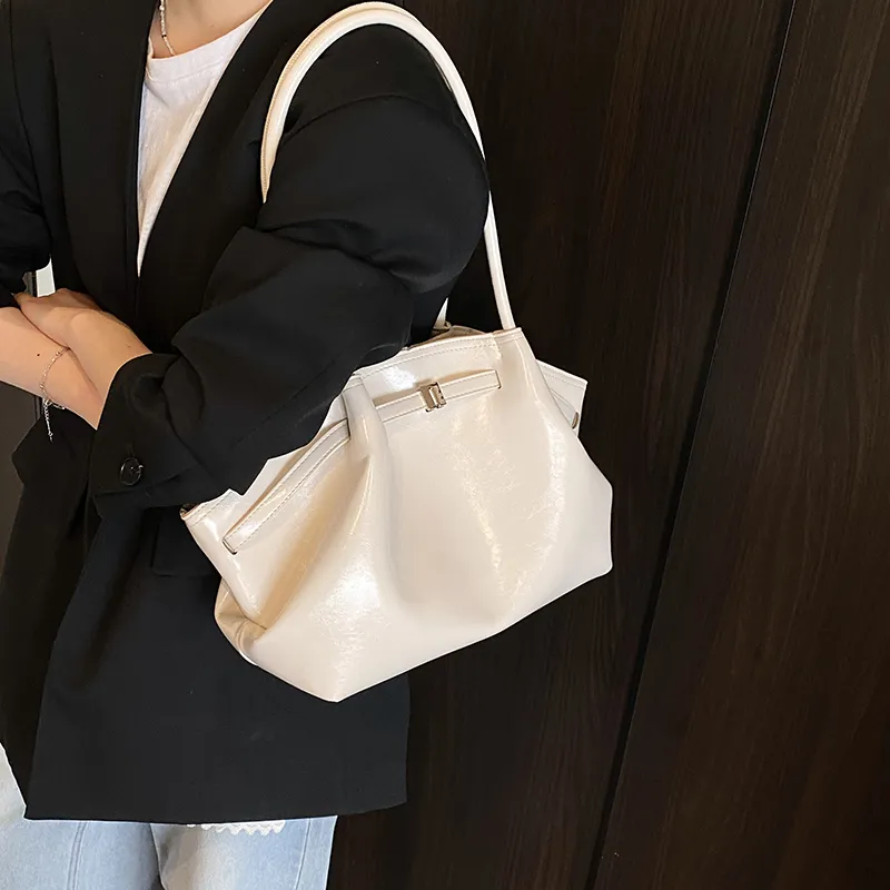 Single Warehouse PU Shoulder Bag Regular Women's Ivory/Black/Burgundy/Light Yellow/Light Blue-5