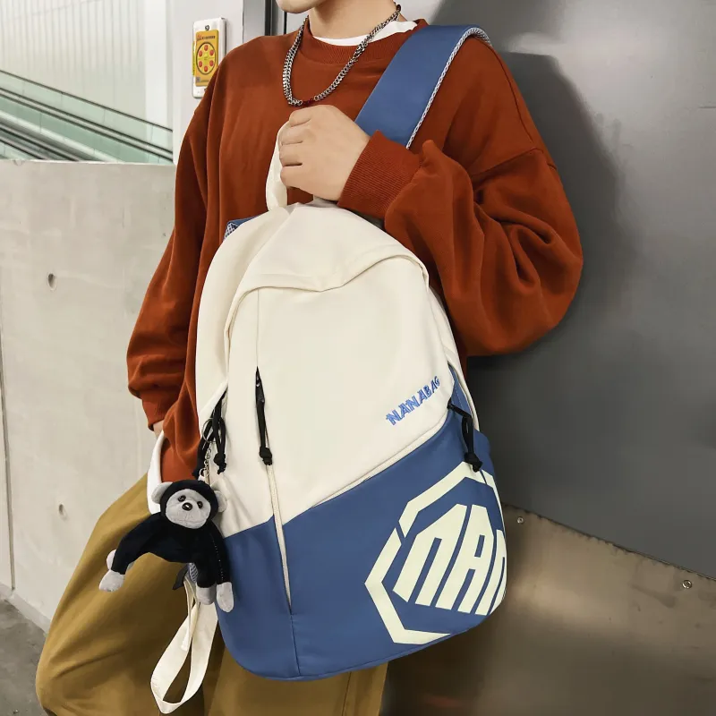 Single Warehouse Nylon Backpack Unisex Gray/Khaki/Blue/Red-12