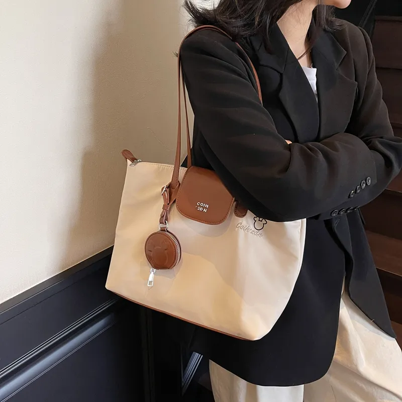 Single Warehouse Fabric Shoulder Bag Regular Women's White/Pink/Black-1