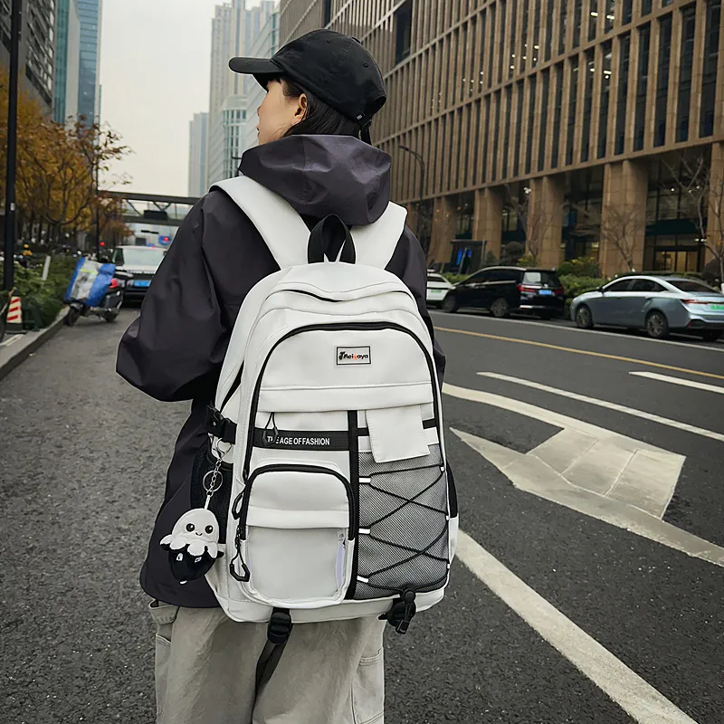 Single Warehouse Nylon Backpack Unisex Light Gray/Black/Navy Blue/Beige-1