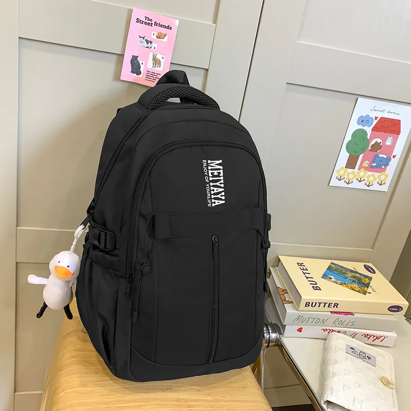 Single Warehouse Nylon Backpack Regular Unisex Dark Blue/Black/Pink/Burgundy/Yellow/Mint Green-5
