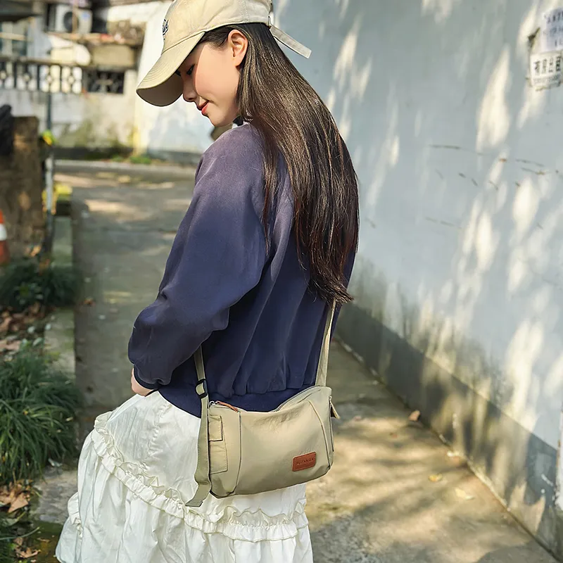 Single Warehouse Nylon Shoulder Bag Regular Unisex White/Green/Khaki/Black-12