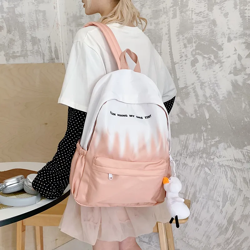 Single Warehouse Nylon Fabric Backpack Regular Unisex Pink/Green/Dark Blue/Light Blue-10