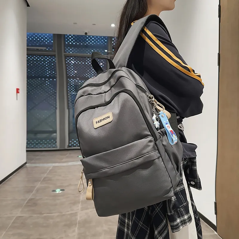Single Warehouse Nylon Backpack Unisex White/Red/Gray/Black-10