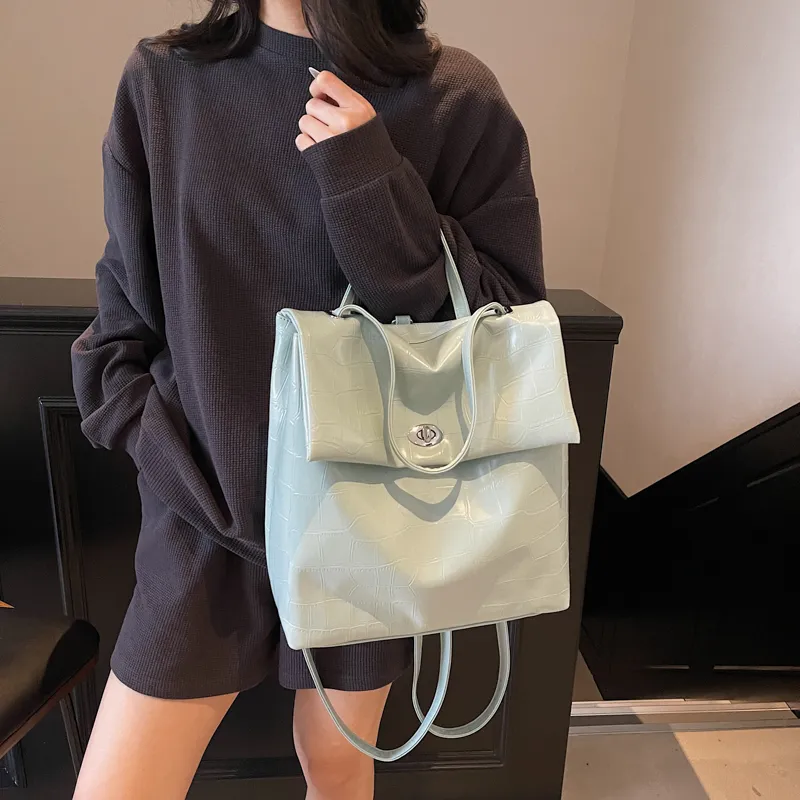 Single Warehouse PU Backpack Regular Women's Ecru/Pink/Blue/Black-13