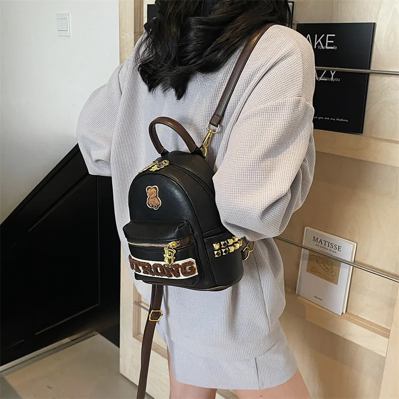 Single Warehouse PU Backpack Regular Women's Multicolor-17