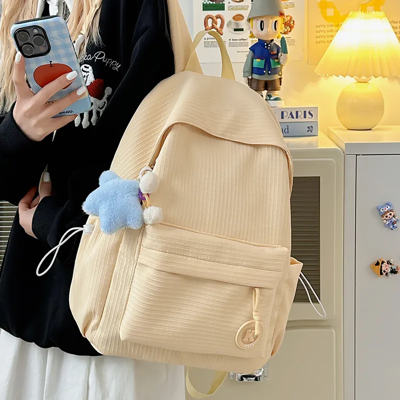Single Warehouse Polyester Backpack Regular Unisex Blue/Pink/Green/Yellow/Black/White-16