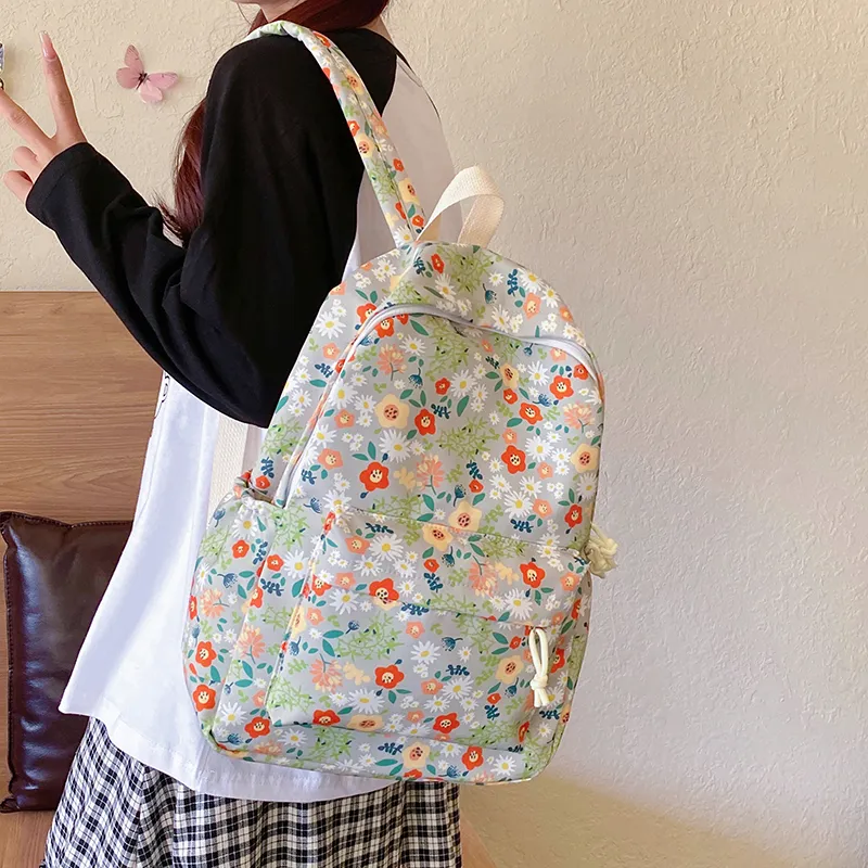 Single Warehouse Nylon Backpack Unisex Ecru/Green-8